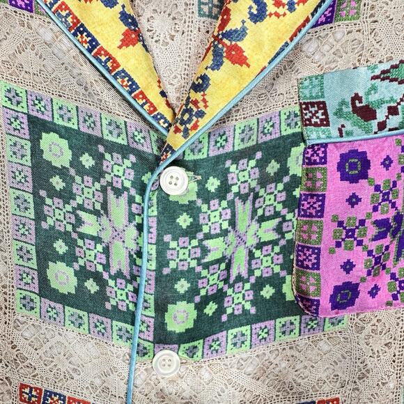 Pierre-Louis Mascia Womens Silk Graphic Camp Suit Set Beige Size S - Picture 4 of 6